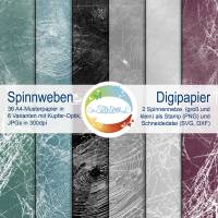 Digi-Papier Spinnweben, Halloween-Papier für Plotter, Schneidedatei Spinnennetz, 36 mal digitales Papier für Halloween Bild 2