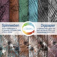 Digi-Papier Spinnweben, Halloween-Papier für Plotter, Schneidedatei Spinnennetz, 36 mal digitales Papier für Halloween Bild 3