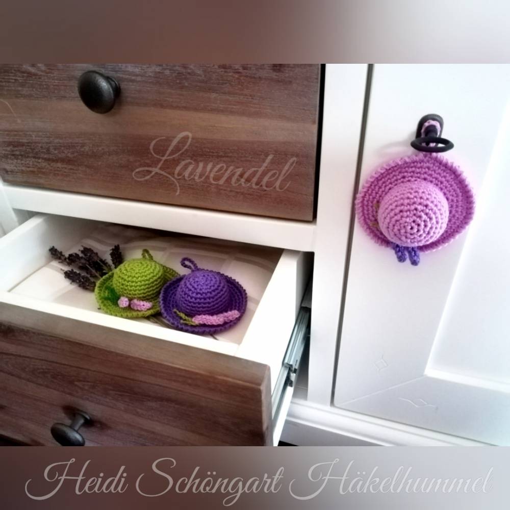 Häkelanleitung - Lavendel Dufthütchen-Nadelkissen, Duftkissen, Lavendel-Säckchen, mit Schlaufe für Kleiderbügel Bild 1