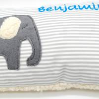 Kuschelkissen Elefant Elefanten Wunschnamen Taufkissen Geburtskissen - Schmusekissen Kissen mit Namen Bild 2