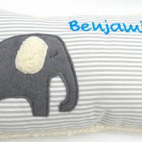 Kuschelkissen Elefant Elefanten Wunschnamen Taufkissen Geburtskissen - Schmusekissen Kissen mit Namen Bild 4
