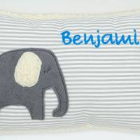 Kuschelkissen Elefant Elefanten Wunschnamen Taufkissen Geburtskissen - Schmusekissen Kissen mit Namen Bild 9