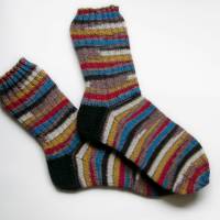 Herrensocken Männersocken, Einzelpaar, 44/45, breite Streifen, bunte Hipster Männer-Socken, handgestrickte Socken Bild 1