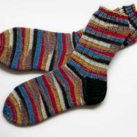 Herrensocken Männersocken, Einzelpaar, 44/45, breite Streifen, bunte Hipster Männer-Socken, handgestrickte Socken Bild 2