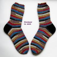 Herrensocken Männersocken, Einzelpaar, 44/45, breite Streifen, bunte Hipster Männer-Socken, handgestrickte Socken Bild 3