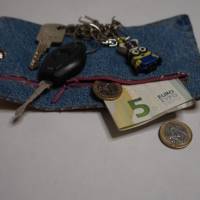 Schlüsselmäppchen mit Geldfach aus Jeans und Leder Bild 4