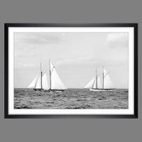 Segelboote auf dem Meer 1901 Regatta Nautik maritim - Kunstdruck Poster Vintage - Schwarz Weiß Fotografie - Fotokunst Bild 1