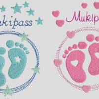 Stickdatei MuKiPass MutterKindPass Herz Stern Babyfüsse Doodle Maschinenstickerei Mutterkindpass Bild 3