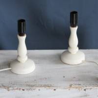 2 kleine Vintage Tischlampen aus Holz Shabby Chic Bild 1