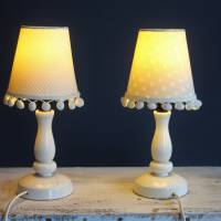 2 kleine Vintage Tischlampen aus Holz Shabby Chic Bild 2