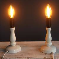 2 kleine Vintage Tischlampen aus Holz Shabby Chic Bild 6