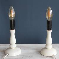 2 kleine Vintage Tischlampen aus Holz Shabby Chic Bild 7