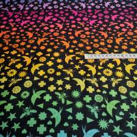 Patchworkstoff von Alison Glass "Birds & Bees" in schwarz mit Regenbogenfarben für Patchwork, nähen, Quilten Bild 1