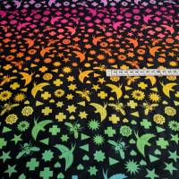 Patchworkstoff von Alison Glass "Birds & Bees" in schwarz mit Regenbogenfarben für Patchwork, nähen, Quilten Bild 3