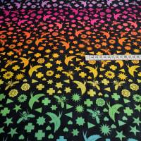 Patchworkstoff von Alison Glass "Birds & Bees" in schwarz mit Regenbogenfarben für Patchwork, nähen, Quilten Bild 4