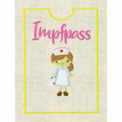 Stickdatei Impfpass In the Hoop  Doktor Krankenschwester Arzt 625/1 Maschinenstickerei