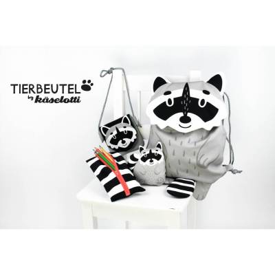 13,50EUR/Stück Webware/Canvas Panel Tierbeutel by Käselotti - WASCHBÄR