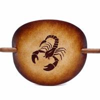 Leder Haarspange mit Tierkreiszeichen Skorpion - OX Antique Zodiac Scorpio by Vickys World - Rindsleder & Holz Bild 2