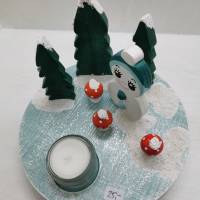 Adventskranz mit Schneemann und Pilzen Bild 4