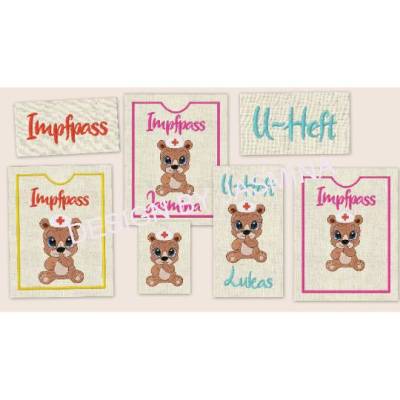 Stickdatei Teddy, U-Heft, Impfpass,  In the Hoop   625/T Maschinenstickerei
