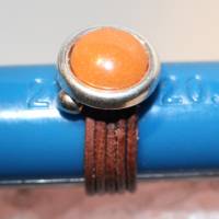 Wickelring aus Leder mit schickem Edelstein-Cabochon in Orange Bild 4