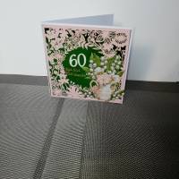 Geburtstagskarte zum 60.ten für eine Frau, Blumen, Lachsfarben Bild 1