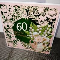 Geburtstagskarte zum 60.ten für eine Frau, Blumen, Lachsfarben Bild 2
