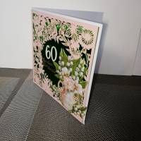 Geburtstagskarte zum 60.ten für eine Frau, Blumen, Lachsfarben Bild 4