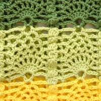 Einkaufsnetz, Shopper, Tasche, gelb, grün, 100% Baumwolle, Handarbeit, gehäkelt im Ananasmuster Bild 3