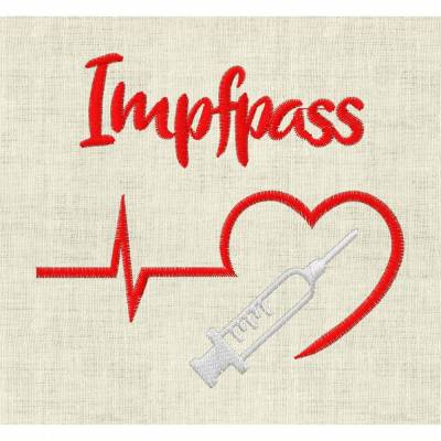 Stickdatei Impfpass Spritze mit Herz und EKG 10x10  625/7 Maschinenstickerei