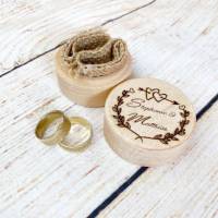 Ringkissen für die Hochzeit, Ringdose mit Deckel (Wunschgravur), personalisierte Geschenke Bild 2