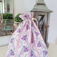 Wäschebeutel Wäschesack in 2 Größen Bauernstoff Spitze Rosen flieder lila rosa Bild 4