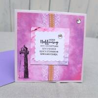 Glückwunschkarte neutral, Karte zum Geburtstag Jubiläum Hochzeit, mit Leuchtturm, rosa lila Bild 1