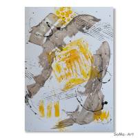 Modernes 3-teiliges Set  Acrylbilder aus der Serie Balance, ungerahmt, abstrakt, Röstbraun und Honiggelb, Wandkunst Bild 8