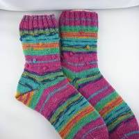 Socken mit Noppen Größe 38/39, handgestrickt, Stricksocken bunt, Unikat Bild 1