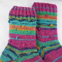 Socken mit Noppen Größe 38/39, handgestrickt, Stricksocken bunt, Unikat Bild 4