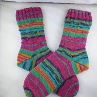 Socken mit Noppen Größe 38/39, handgestrickt, Stricksocken bunt, Unikat Bild 7