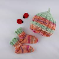 Frühchen, Babysocken, Set aus Mütze und Socken für Frühgeborene oder Puppen Bild 1