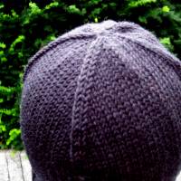Mütze für Männer aus reiner Wolle (Merinowolle) gestrickt in Schwarz  Größe M➜ Bild 3