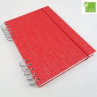 Notizbuch, rot, silber, Rezeptbuch, Spiralbuch, DIN A5, Recyclingpapier Bild 1