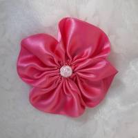 Haarklammer Pink Satin Haarblüte "Mimi" Hochzeit Brautschmuck Abschlussball Taufe Bild 1