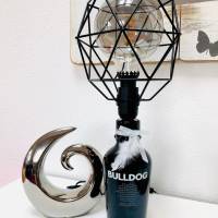 Bulldog Gin Flaschenlampe Vintage Retro mit Käfig-Lampenschirm Bild 1
