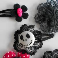 SET 5 Haarspangen mit Motiv , Skull, Perle, Schmetterling Bild 2