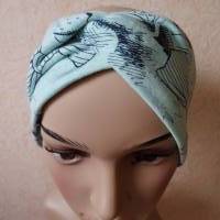 Haarband, Stirnband, Bandeau, Knotenband, Turban-Band, für Damen, mintgrün mit Katzen Bild 5