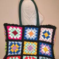 Granny-Square-Tasche mit Baumwollgarn gehäkelt, trendige Tasche Bild 7