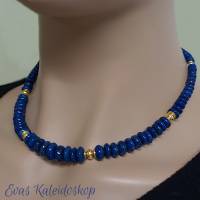 Lapis Lazuli Kette, leuchtend blau mit Goldelementen Bild 4