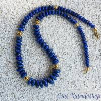 Lapis Lazuli Kette, leuchtend blau mit Goldelementen Bild 6