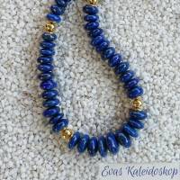 Lapis Lazuli Kette, leuchtend blau mit Goldelementen Bild 8