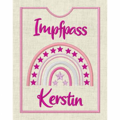 Stickdatei Impfpass In the Hoop Regenbogen 2 Arzt Impfen 625/6 Maschinenstickerei