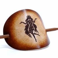 Leder Haarspange mit Tierkreiszeichen Jungfrau - OX Antique Zodiac Virgo by Vickys World - Rindsleder & Holz Bild 1